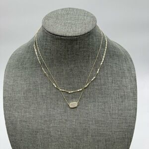 Kendra Scott Elisa Gold Multi Strand Necklace in white Drusy.  Retail $90